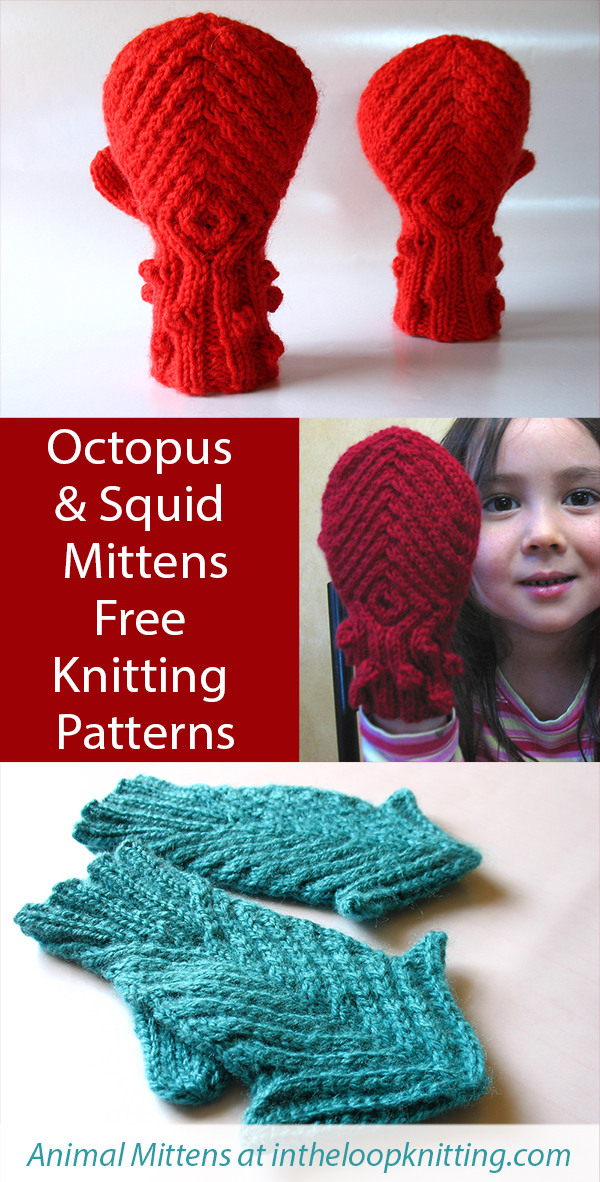 Free Octopus and Squid Mittens Knitting Pattern