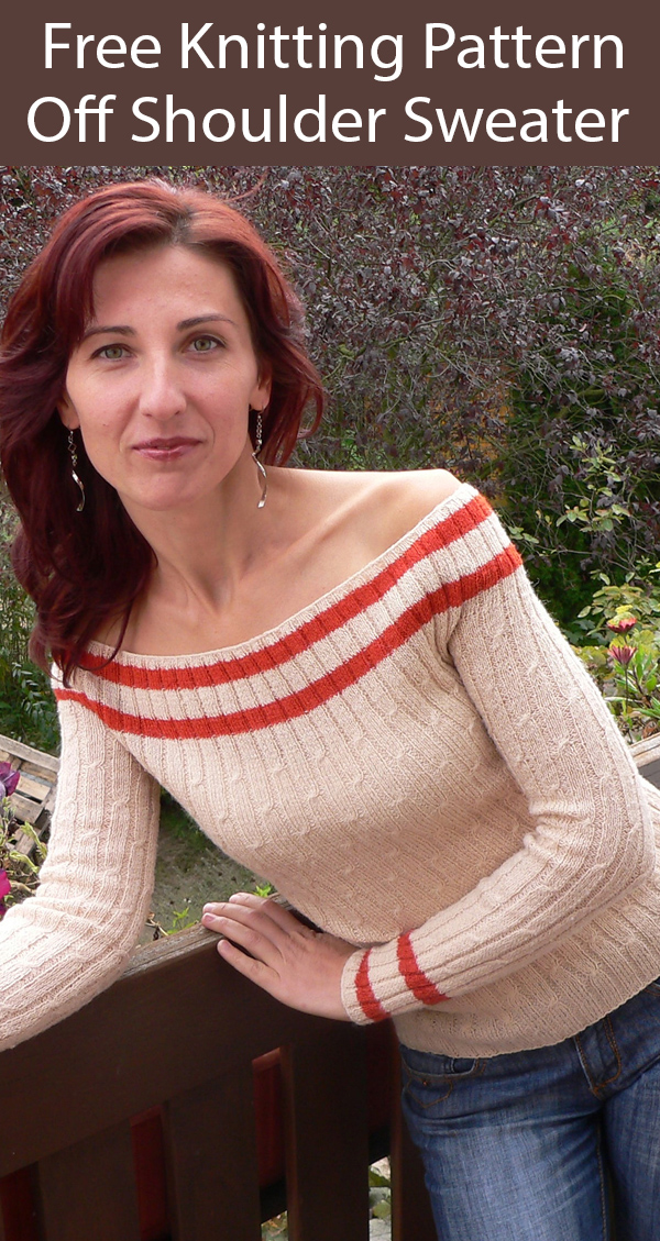 Free Knitting Pattern for Off Shoulder Sweater