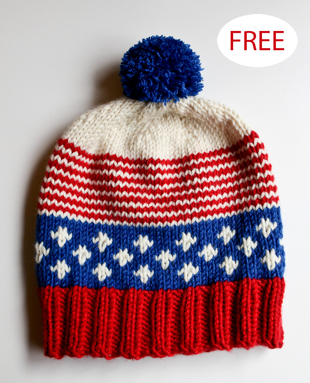Free knitting pattern Old Glory Hat July 4th