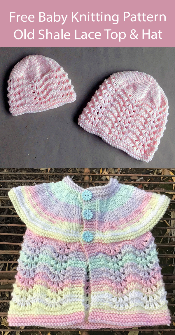 Free Baby Knitting Pattern Old Shale Lace Baby Cardigan and Hat