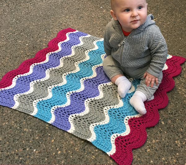 Free Blanket Knitting Pattern Old Shale Waves Baby Blanket 4 Row Repeat