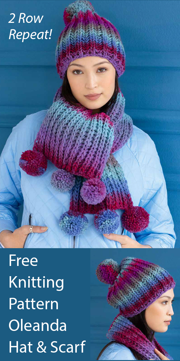 Free Knitting Pattern Oleanda Hat and Scarf