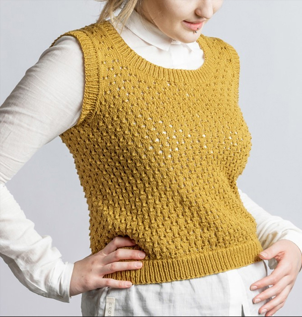 Free Olga Top or Vest Knitting Pattern 8 Row Repeat