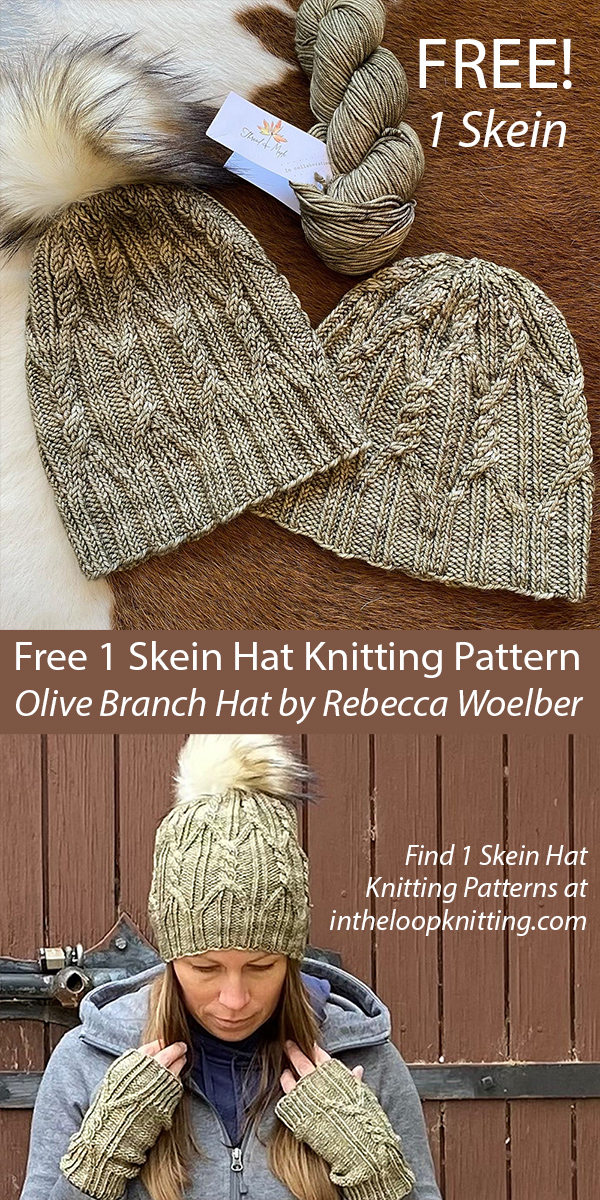 Free Hat Knitting Pattern Olive Branch Hat 1 Skein 