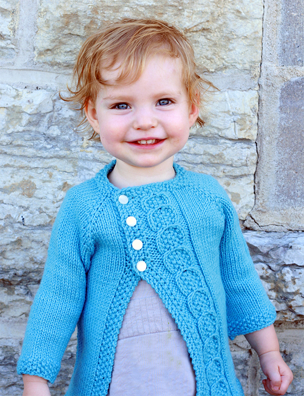 Free knitting pattern for Olive You Baby Cardigan