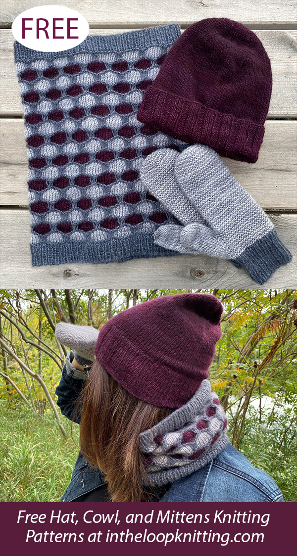 Free One More Hug Hat, Cowl, and Mittens Set Knitting Pattern Set