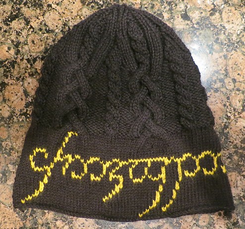 Free knitting pattern for One Ring Cable Hat and more Lord of the Rings knitting patterns