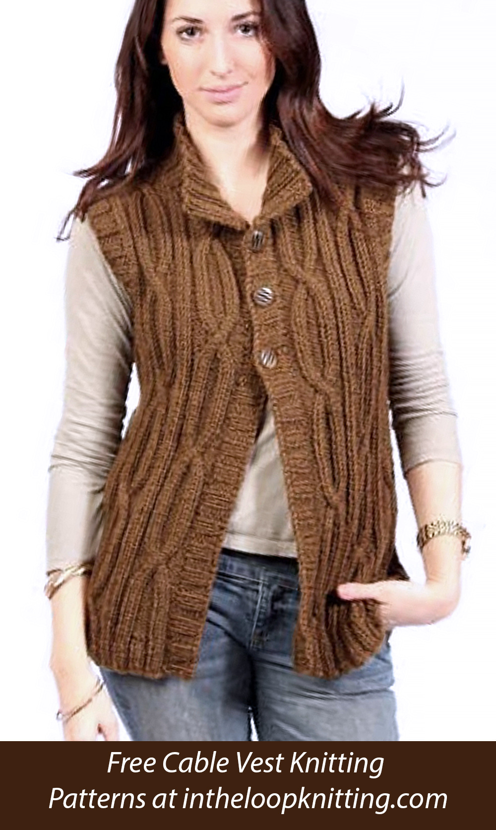 Free Open Cables Vest Knitting Pattern