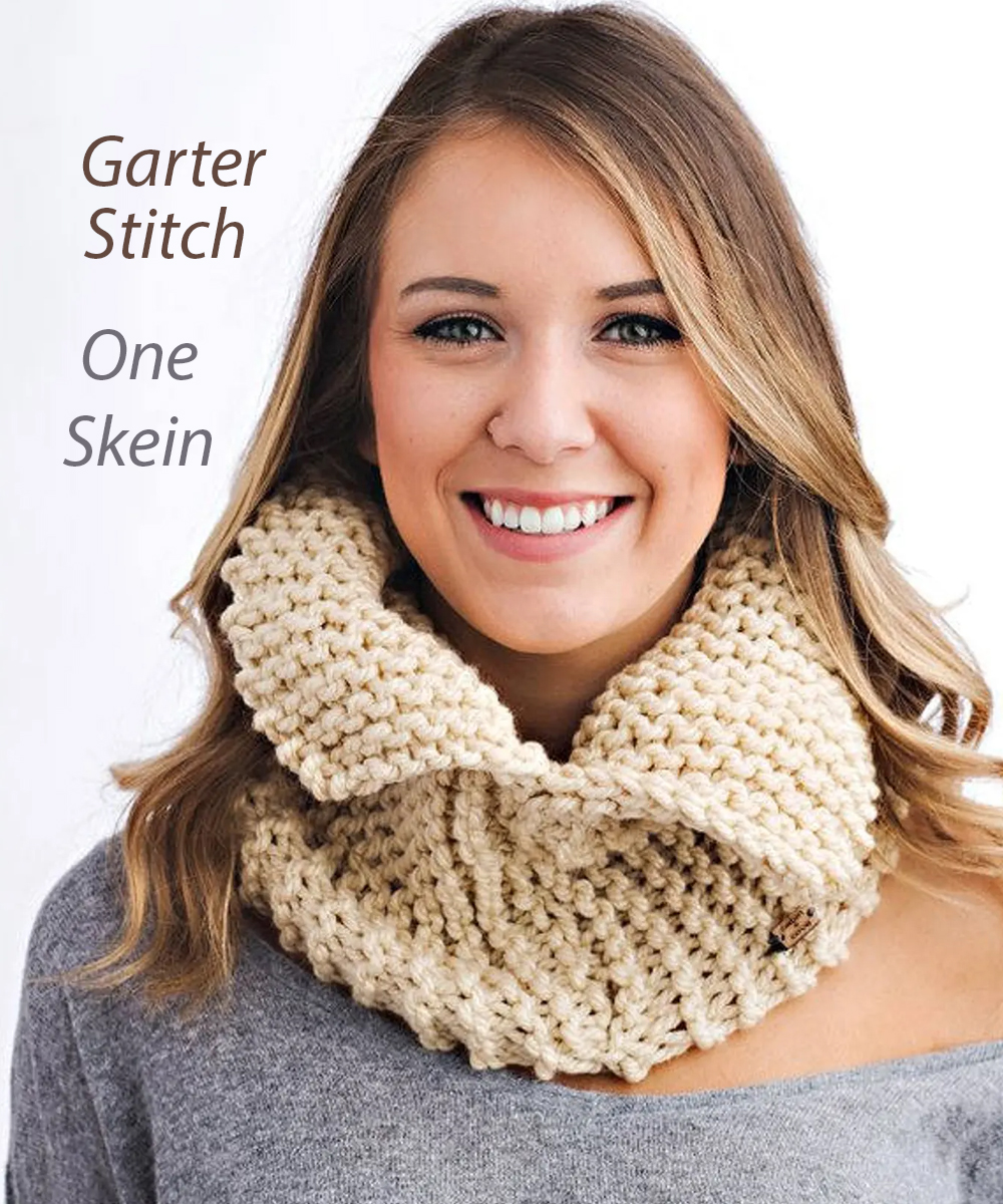 Garter Stitch Open Collar Cowl Knitting Pattern