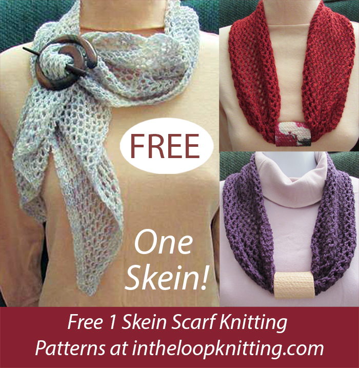 Free One Skein Open Lace Scarf or Cowl Knitting Pattern