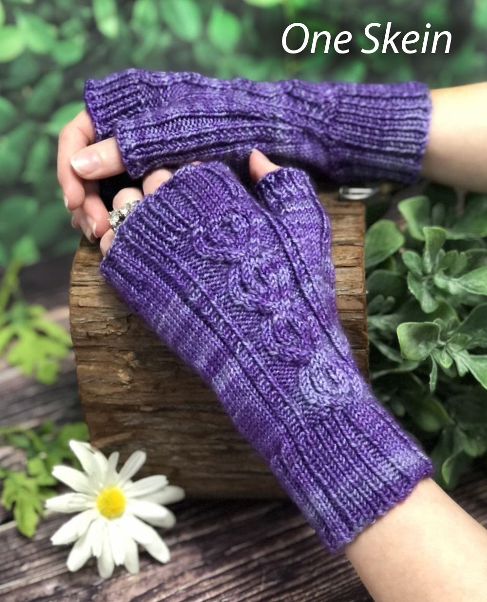 Orchid Bloom Mitts Knitting Pattern 1 Skein