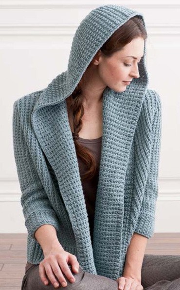 knitted cardigan with hood