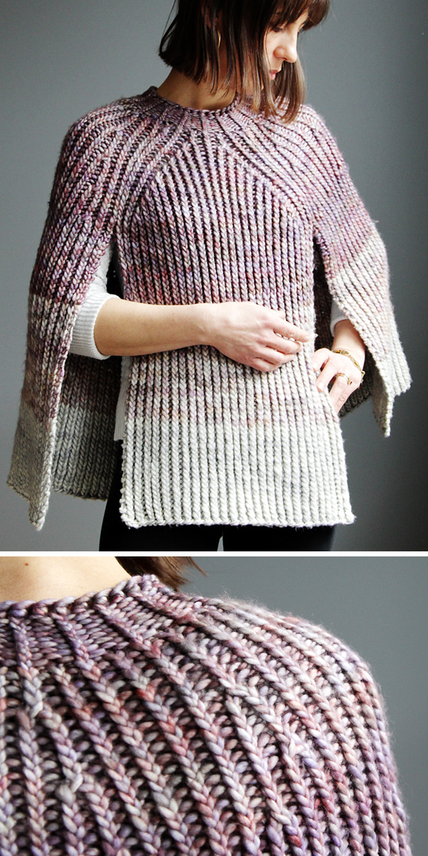 Knitting Pattern for Twisted Rib Poncho