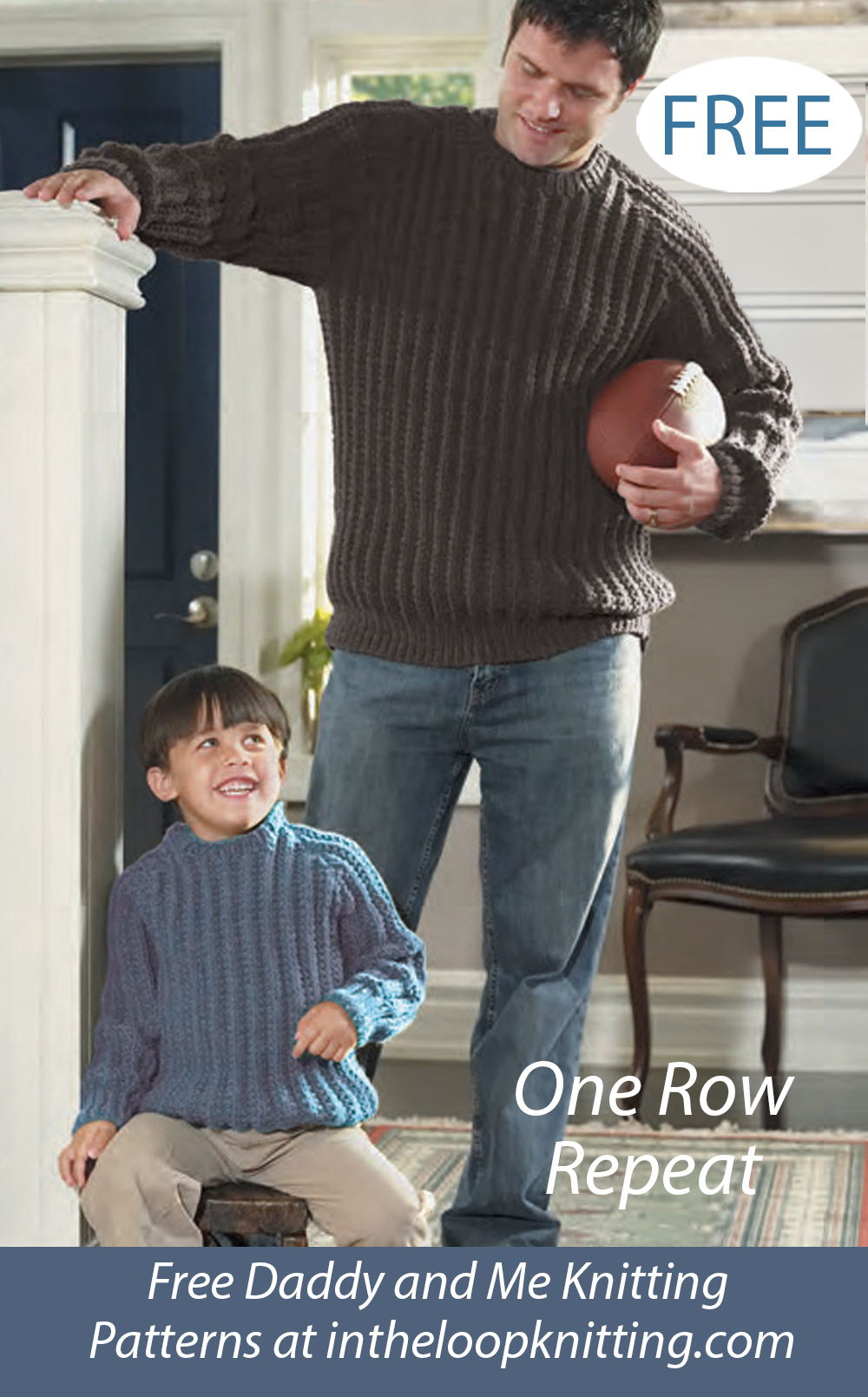 Free Outdoor Sweater Knitting Pattern  in Child and Adult Sizes