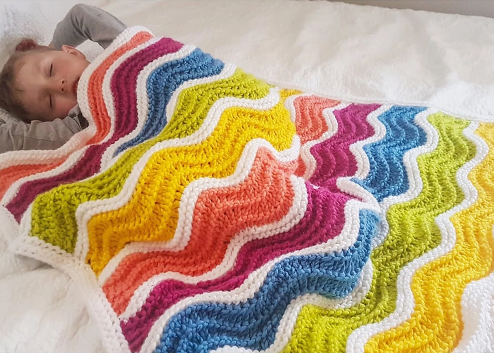 Over The Rainbow Toddler Blanket Knitting Pattern