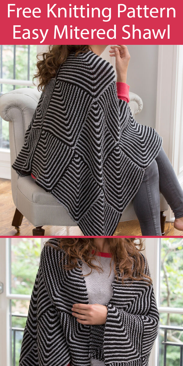 Free Knitting Pattern for Easy Mitered Shawl