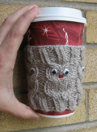 Free Knitting Pattern for Owl Cup Cozy