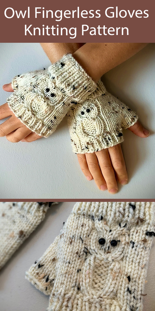 Knitting Pattern for Owl Fingerless Gloves