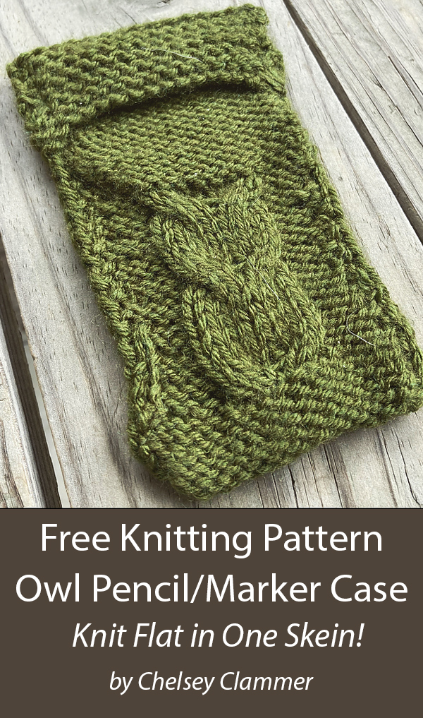 Owl Pencil Case Free Knitting Pattern One Skein