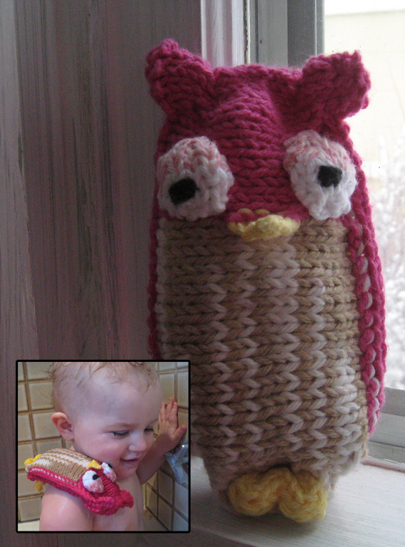 Free Knitting Pattern for Owl Soap Sack