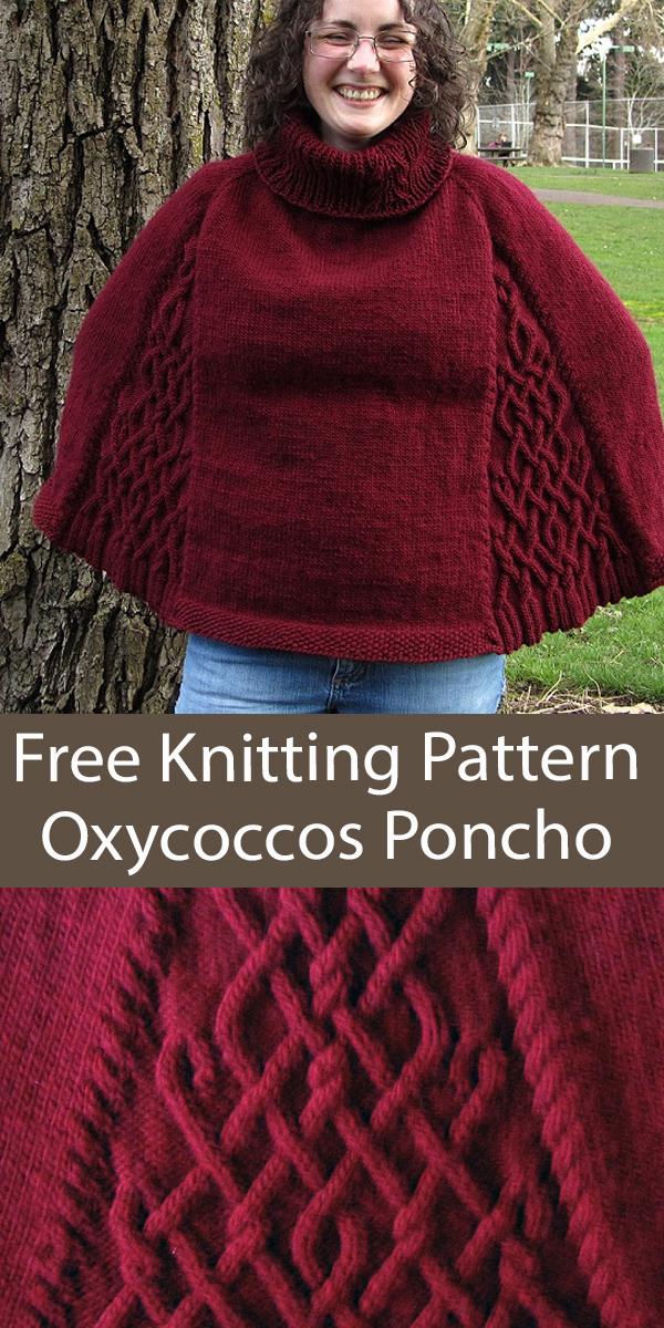 Free Poncho Knitting Pattern Cabled Oxycoccos Poncho