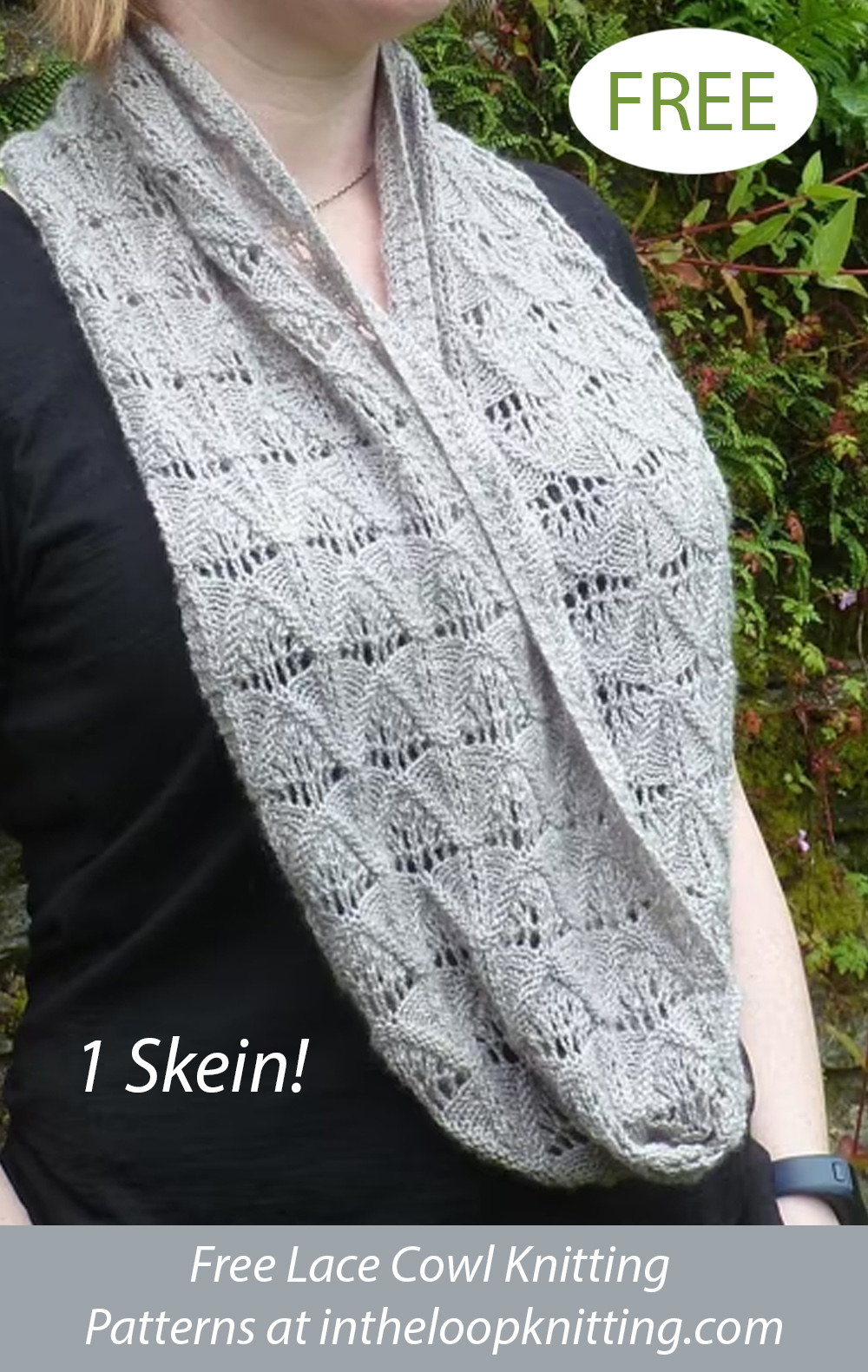 Free One Skein  Oyster Lace Cowl Knitting Pattern