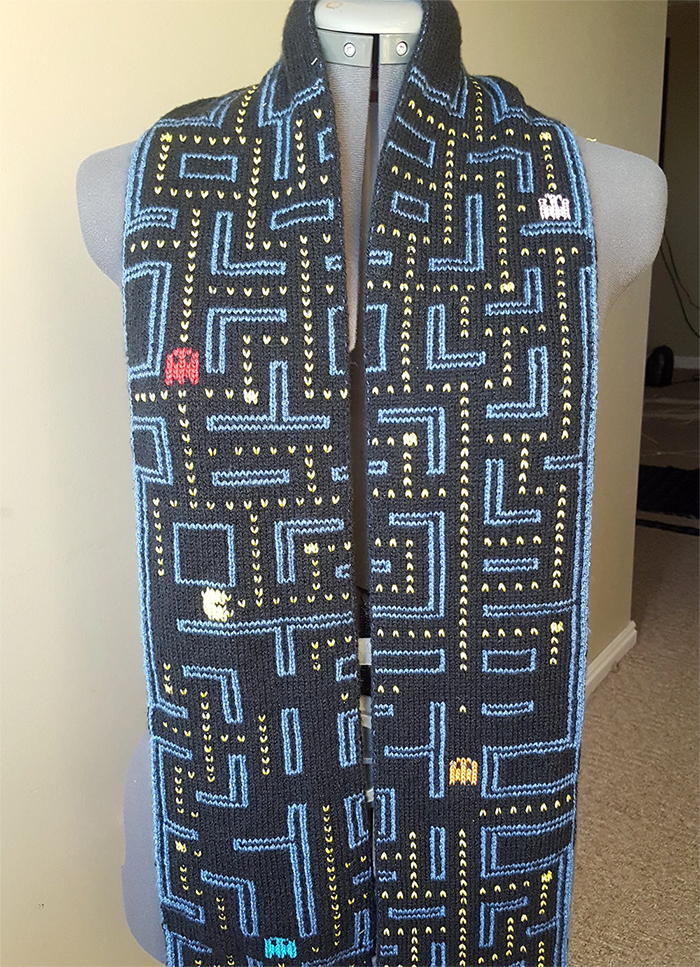Knitting Patterns Pac Man Double Knit Scarf