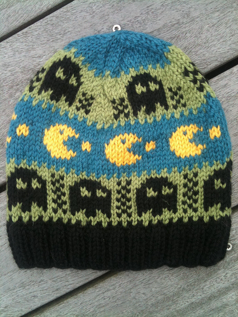 Free knitting pattern for Pac Man Hat