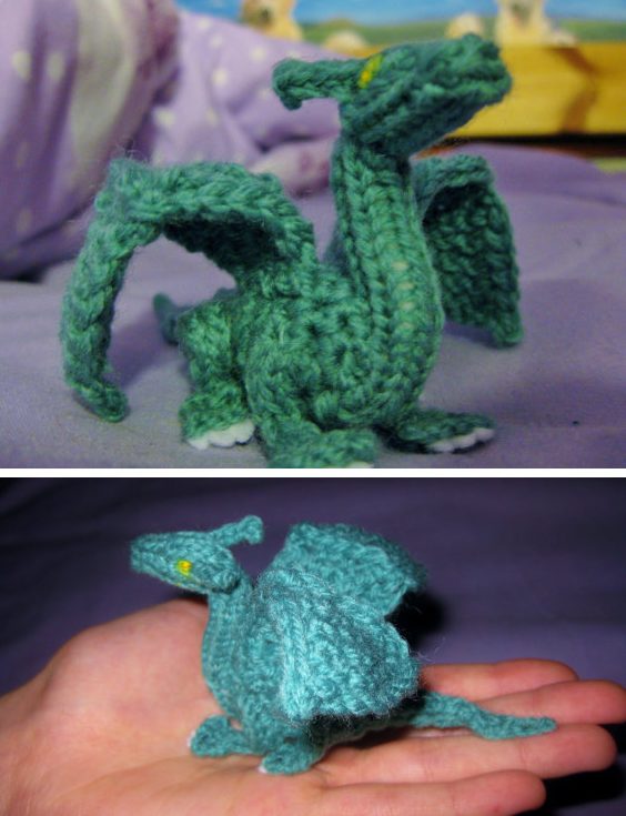 Knitting pattern for Palm Sized Dragon