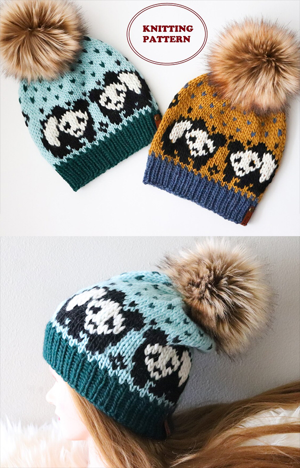 Panda Hat Knitting Pattern Pandastyle Beanie