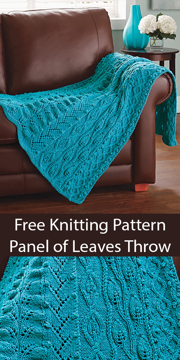 Free Panel of Leaves Throw Knitting Pattern