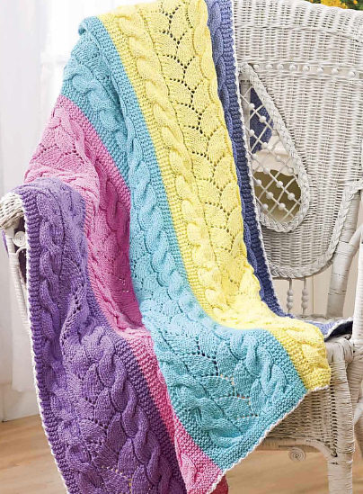 Knitting Pattern for Paneled Cable and Lace Afghan