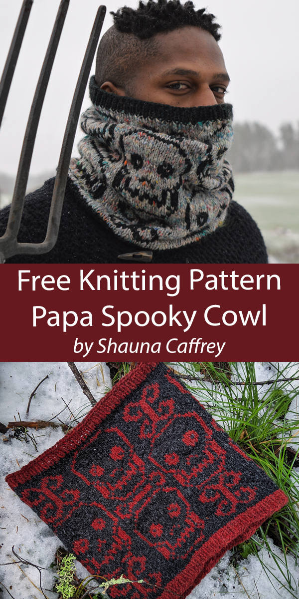 Free Hallowee Knitting Pattern Papa Spooky Cowl