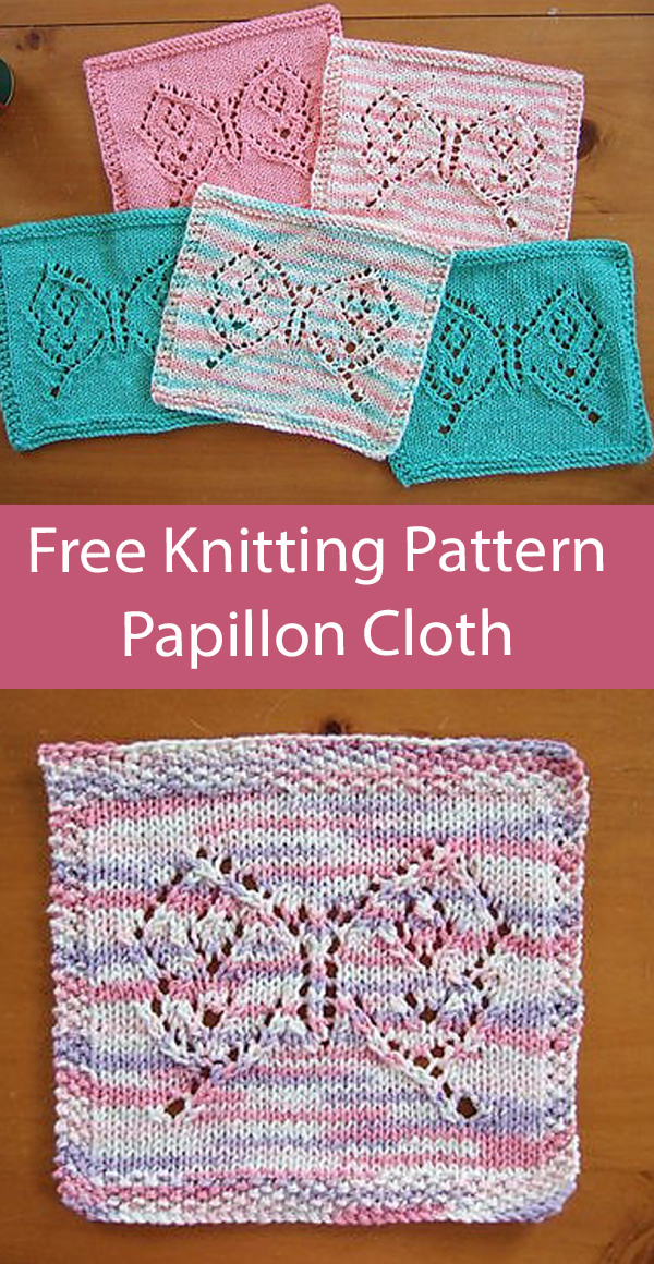 Free Dishcloth Knitting Pattern Butterfly Papillon Cloth
