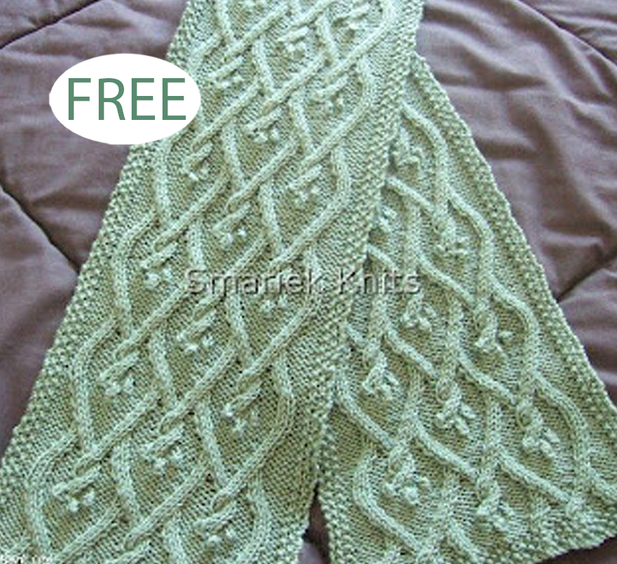 Paquin Cable and Bobble Scarf  Knitting Pattern