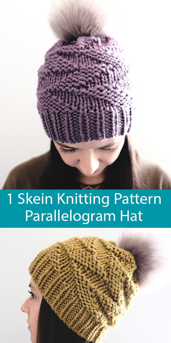 Knitting Pattern for One Skein Parallelogram Hat in Super Bulky Yarn