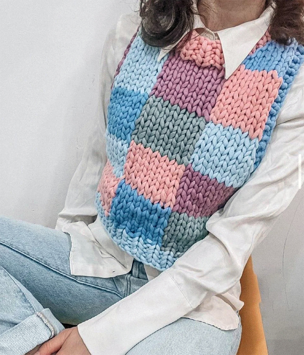 Park Avenue Patchwork Vest Knitting Pattern