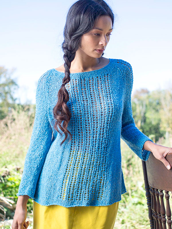 Easy lace sweater knitting pattern for women