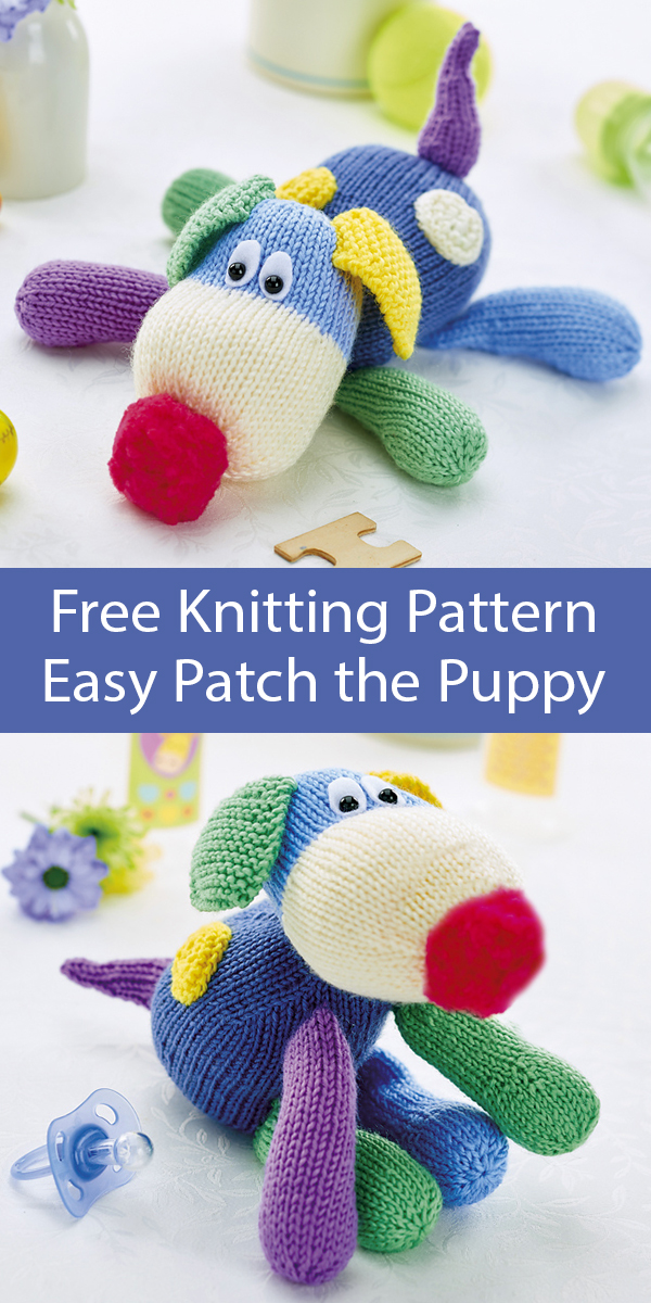 Free Knitting Pattern for Easy Patch the Puppy by Amanda Berry