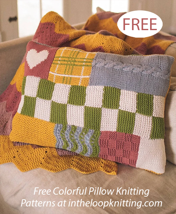 Free Stash Buster Patchwork Pillow Knitting Pattern