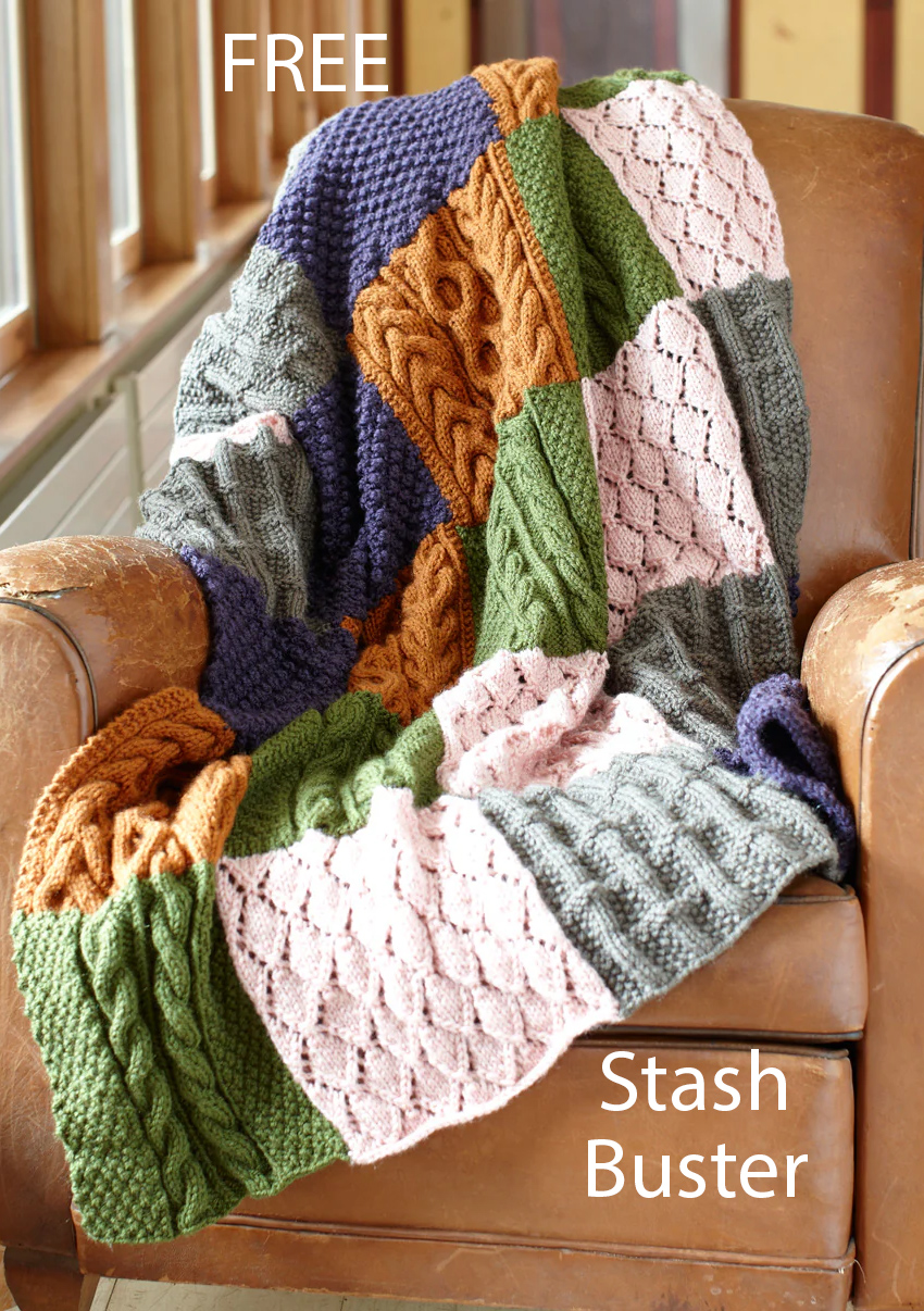 Free Patchwork Sampler Throw Knitting Pattern