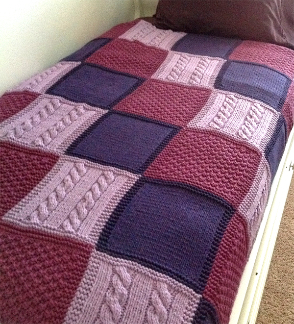 Knitting Pattern for Easy Patchwork Trio Afghan