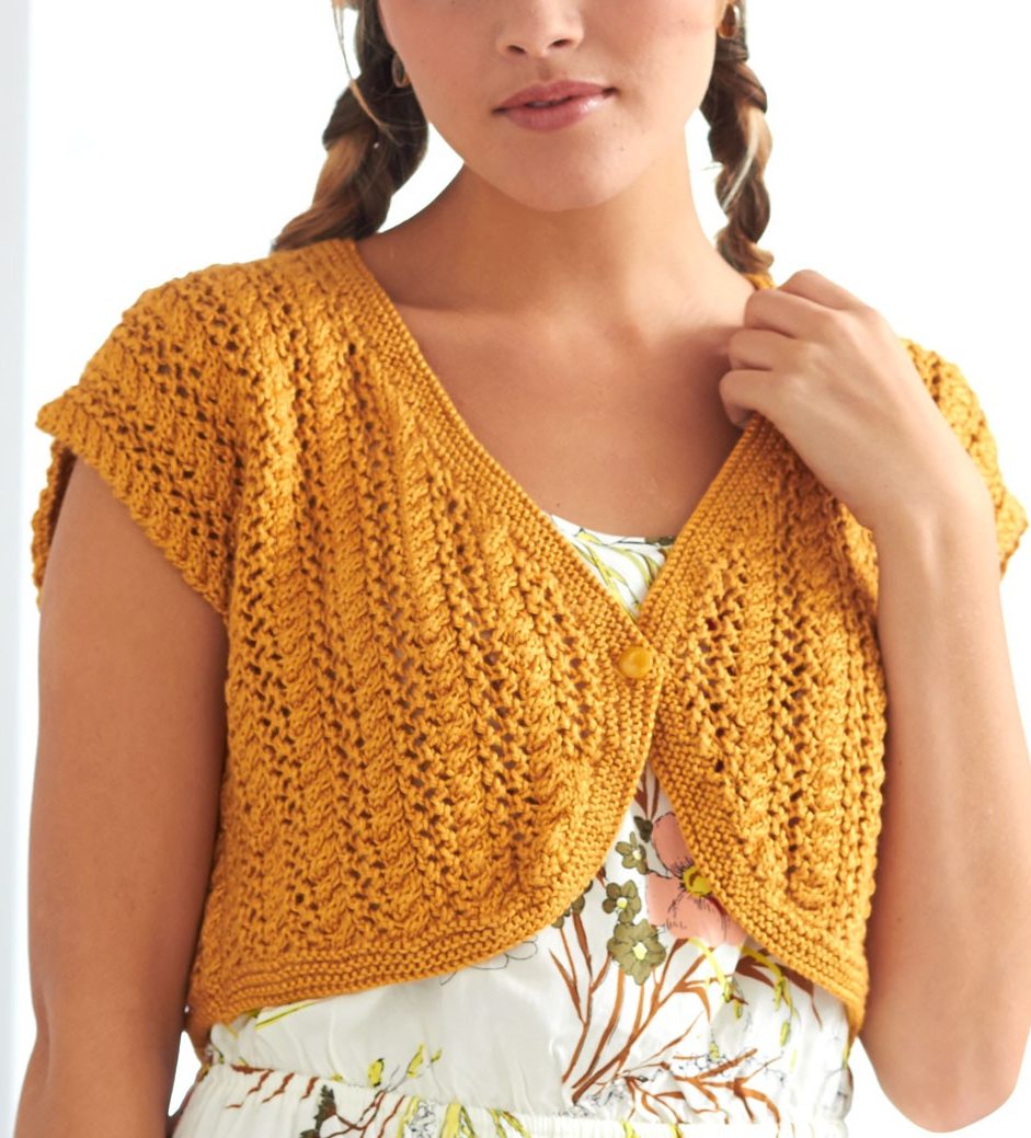 Free knitting pattern for Cable Lace Bolero