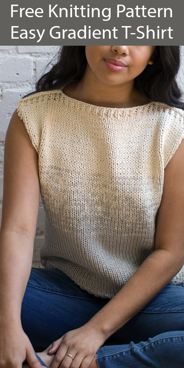 Free Knitting Pattern for Easy Fade to Summer Gradient T-shirt
