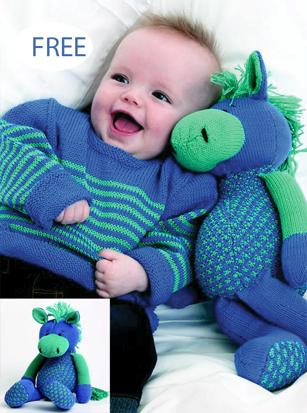 Free knitting pattern for horse toy with matching child's sweater