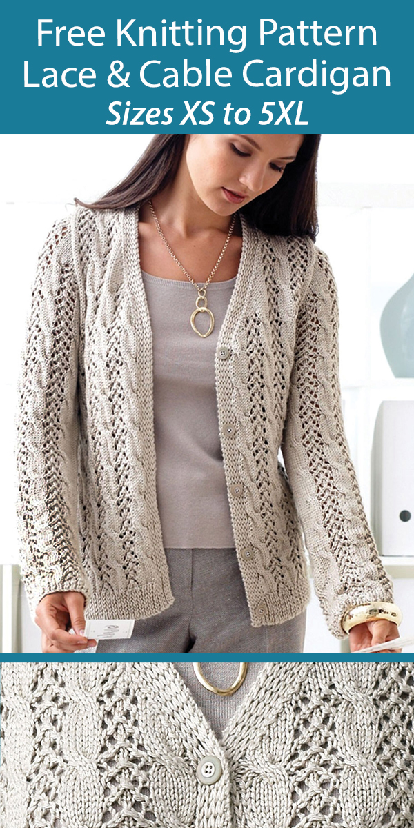 Lace and Cable Cardigan Free Knitting Pattern