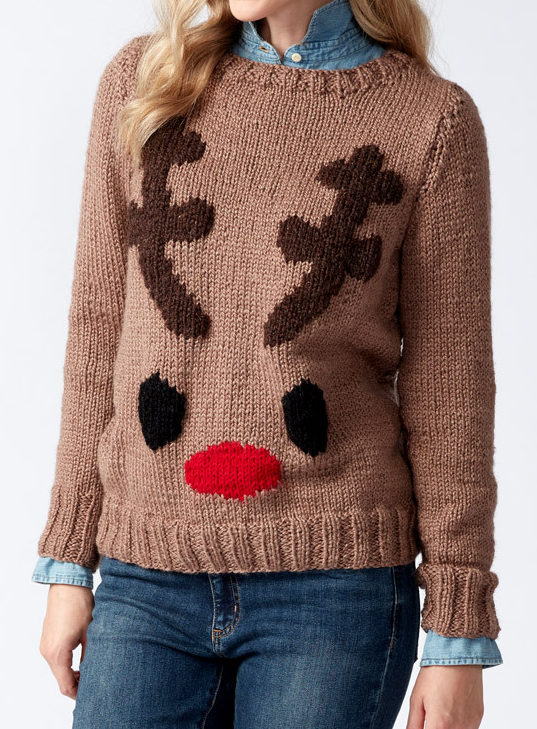 Free Knitting Pattern for Reindeer Sweater