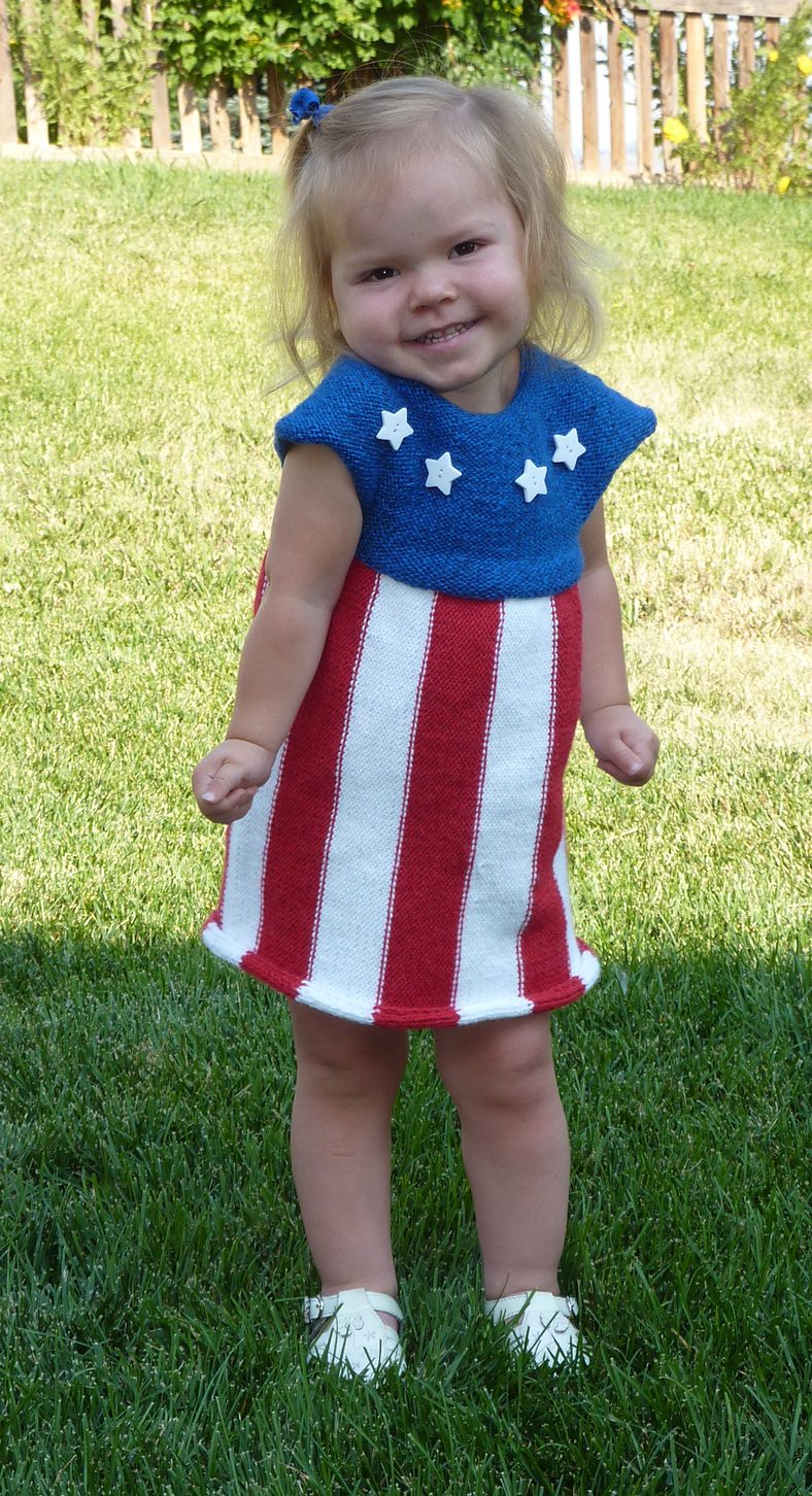 Free knitting pattern for Patriotic Celebration Dress