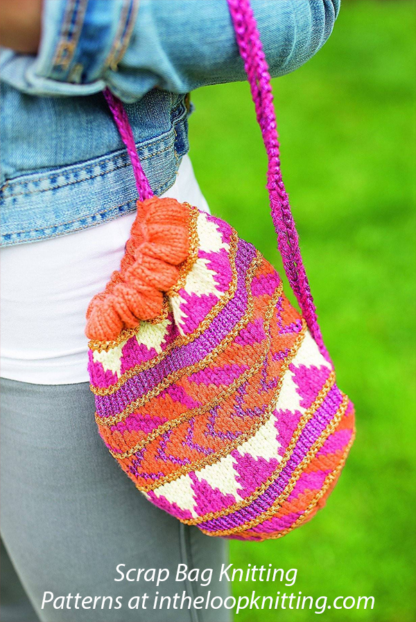 Patterned Drawstring Bag Knitting Pattern