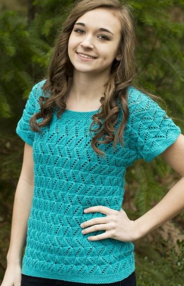 Free knitting pattern for Paulina lace tee top